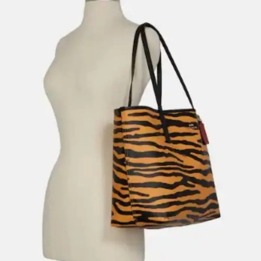 COACH City Tote With Tiger Print - Picture 3 of 4